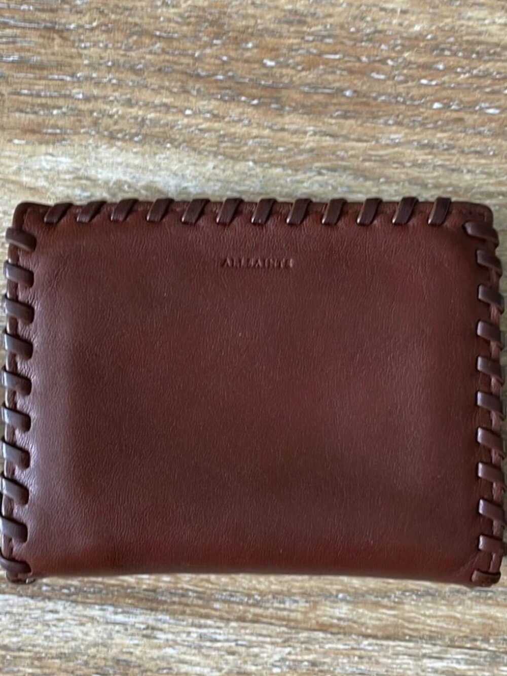 All Saints Fleur De Lis Zip Around 100% Cow Leather Wallet